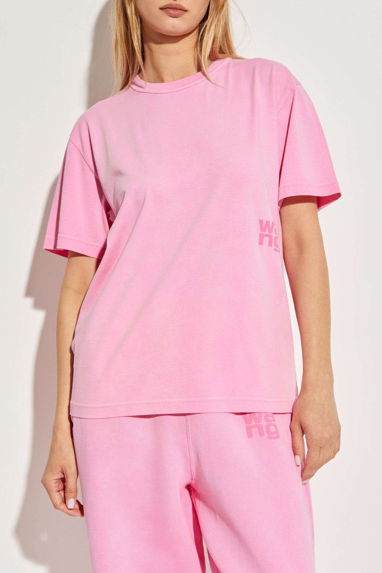 Pink T-shirt with printed logo T by Alexander Wang - Vitkac AS